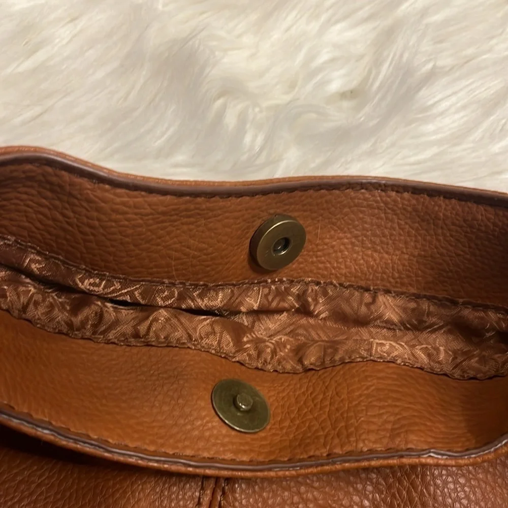 Relic faux leather pebbled shoulder bag cognac 16x10.5x2.5”